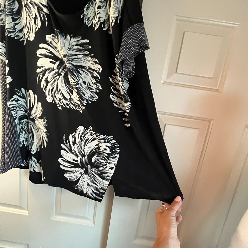 Alembika Dahlia Mixed Media Swing Top, Size S, Bl… - image 5